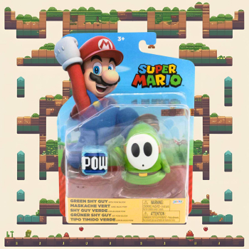 World of Nintendo Minifiguren Super Mario (Wave 40) Green Shy Guy with POW Block